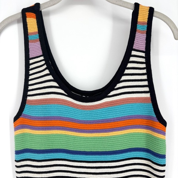 Roxy Sunshine Bouquet Crochet Midi Dress Sz XS Rainbow Stripe Tank Beach Surf - Picture 6 of 15